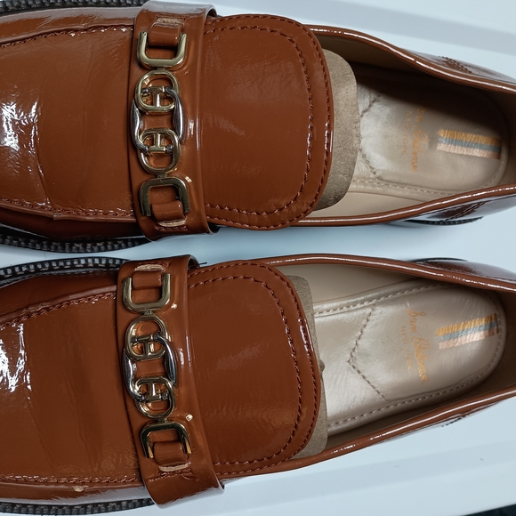 Sam Edelman Brown Loafers with Gold Chain Accent - Picture 3 of 9